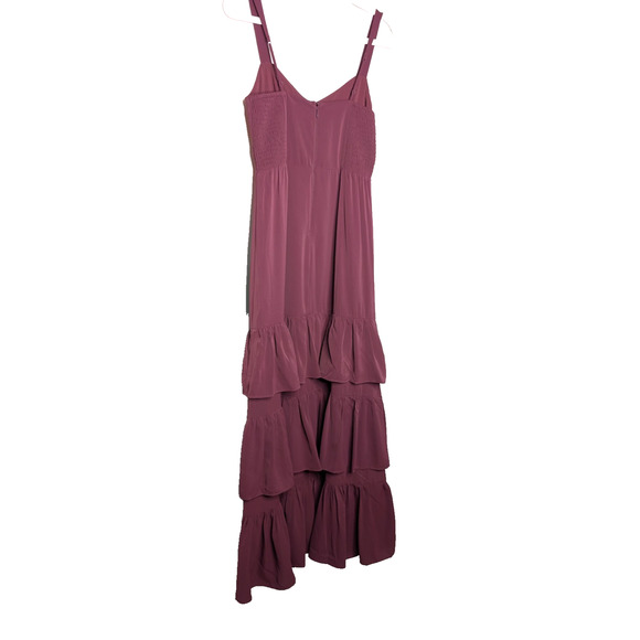 Abercrombie & Fitch Drama Ruffle Tiered Royalcore Chiffon Maxi Dress Purple SM - Picture 9 of 13